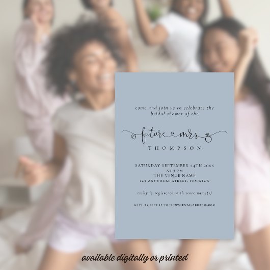 Trendy toekomst mevrouw Bridal Dusty Blue Shower Kaart