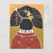 Trendy Tokyo Kimono Yukata Hand geïllustreerd Briefkaart (Voorkant)