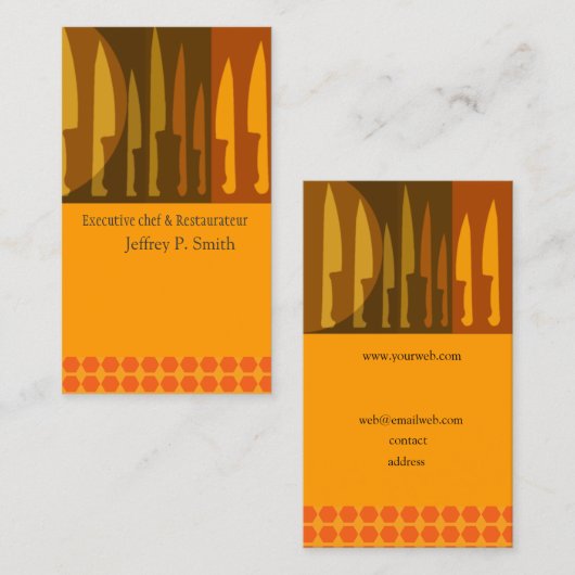 Trendy toonaangevende keukenkoks Chef Knife Visitekaartje (Voorkant / Achterkant)