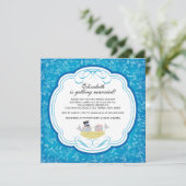 Trendy Tortelduifjes Bridal Shower Invitation Blue Kaart (Staand voorkant)