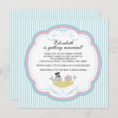 Trendy Tortelduifjes Bridal Shower Invitation Blue Kaart (Voorkant / Achterkant)