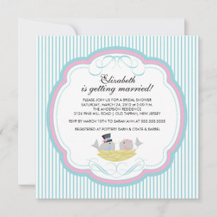 Trendy Tortelduifjes Bridal Shower Invitation Blue Kaart