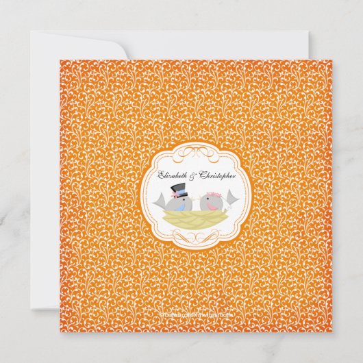 Trendy Tortelduifjes Bridal Shower Invitation Oran Kaart (Achterkant)