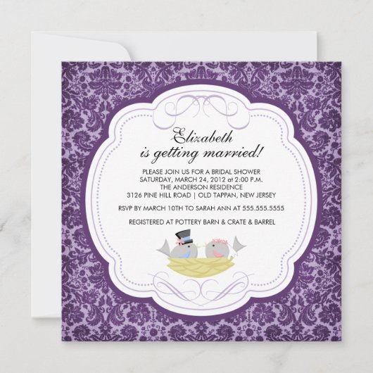 Trendy Tortelduifjes Bridal Shower Invitation Paar Kaart (Voorkant)
