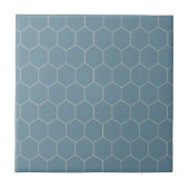 Trendy Traditional Classic Hexagon Pattern Blue Tegeltje (Voorkant)