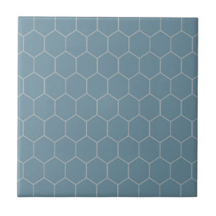 Trendy Traditional Classic Hexagon Pattern Blue Tegeltje