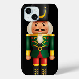Trendy traditionele illustratie notenkraker Zwart iPhone 15 Case