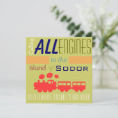Trendy Train Birthday Invitation Kaart (Staand voorkant)