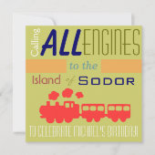 Trendy Train Birthday Invitation Kaart (Voorkant)