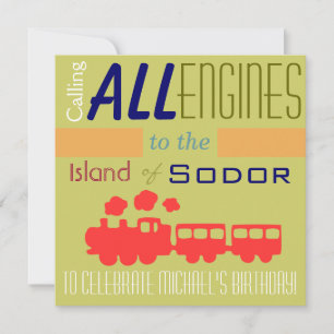 Trendy Train Birthday Invitation Kaart