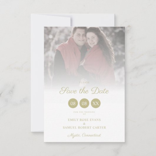 Trendy Transparency Effect Elegant Photo Wedding Save The Date (Voorkant)