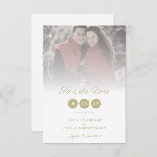 Trendy Transparency Effect Elegant Photo Wedding Save The Date (Voorkant / Achterkant)