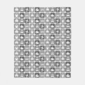 Trendy Travel Icons Black and White Pattern Fleece Deken (Voorkant)