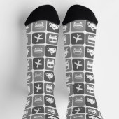 Trendy Travel Icons Black and White Pattern Sokken (Top)