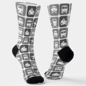 Trendy Travel Icons Black and White Pattern Sokken (Gebogen)