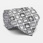 Trendy Travel Icons Black and White Pattern Stropdas (Opgerold)
