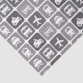 Trendy Travel Icons Black and White Pattern Tissuepapier (Detail)