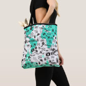 Trendy Travel Items Typografie Patroon Blauwgroen  Tote Bag (Dichtbij)