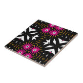 Trendy Tribal Abstract Zwart-roze Geometrisch Tegeltje (Zijkant)