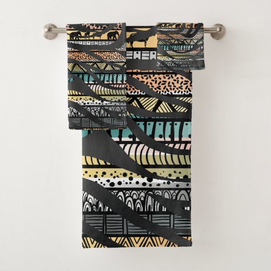 Trendy Tribal African Pattern Zebra Print Bad Handdoek (Insitu)
