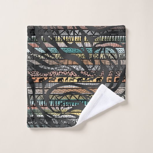 Trendy Tribal African Pattern Zebra Print Bad Handdoek (Wasdoekje)