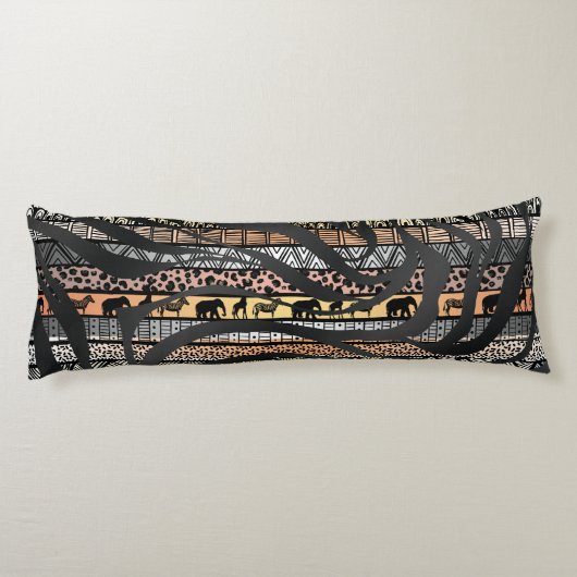Trendy Tribal African Pattern Zebra Print Lichaamskussen (Achterkant)