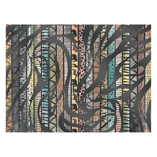 Trendy Tribal African Pattern Zebra Print Tafelkleed (Voorkant (Horizontaal))