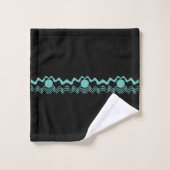 Trendy Tribal Geometric Turquoise en Black Bad Handdoek (Wasdoekje)