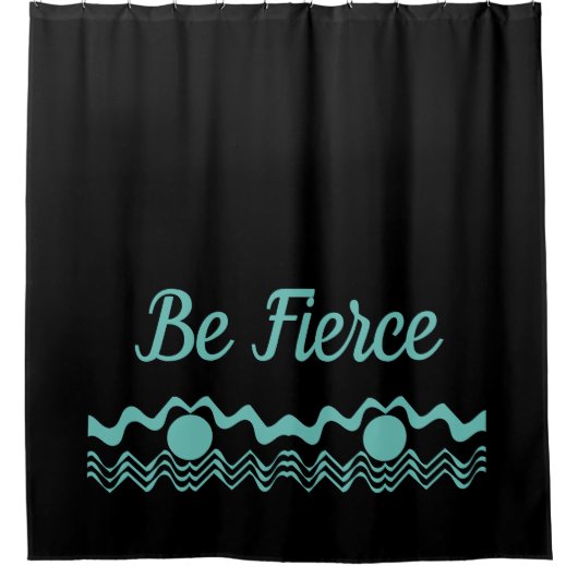 Trendy Tribal Geometric Turquoise en Black Douchegordijn (Voorkant)