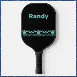 Trendy Tribal Geometric Turquoise en Black Pickleball Paddle