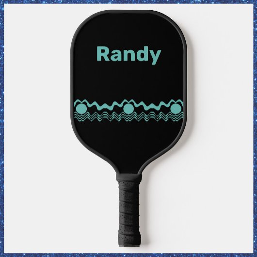 Trendy Tribal Geometric Turquoise en Black Pickleball Paddle
