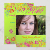 Trendy Tropical Afstuderen Party Kaart (Voorkant / Achterkant)
