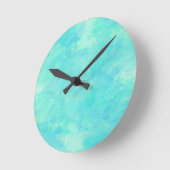 Trendy Tropical Aqua Waterverf Paint Achtergrond Ronde Klok (Hoek)