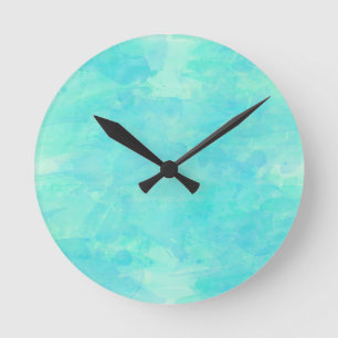 Trendy Tropical Aqua Waterverf Paint Achtergrond Ronde Klok