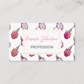 Trendy Tropical Dragon Fruit Halves White Pattern Visitekaartje (Voorkant)