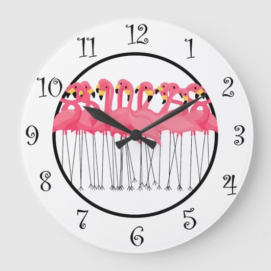 Trendy Tropical Flamingo Kitchen Clocks Grote Klok (Voorkant)