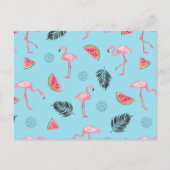 Trendy Tropical Flamingo & Watermelon Pattern Briefkaart (Voorkant)
