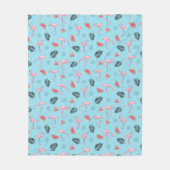Trendy Tropical Flamingo & Watermelon Pattern Fleece Deken (Voorkant)