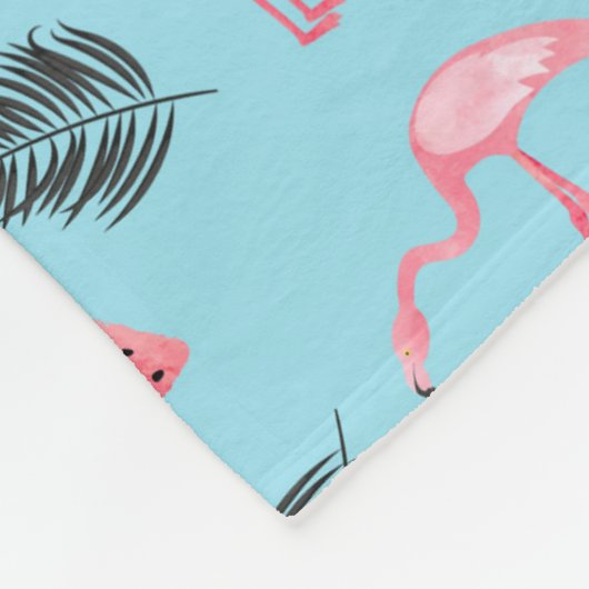 Trendy Tropical Flamingo & Watermelon Pattern Fleece Deken (Hoek)