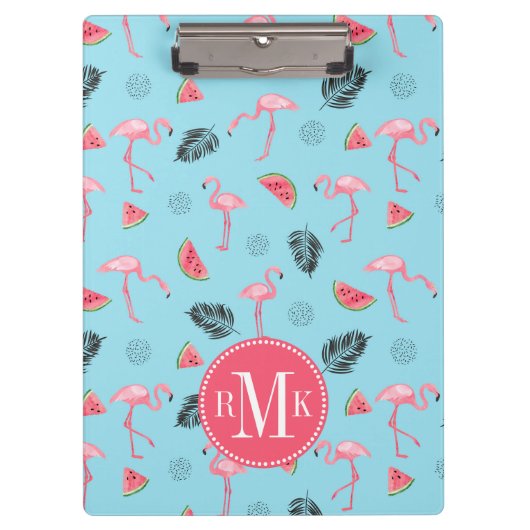 Trendy Tropical Flamingo & Watermelon Pattern Klembord (Voorkant)