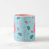Trendy Tropical Flamingo & Watermelon Pattern Mok (Midden)