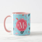 Trendy Tropical Flamingo & Watermelon Pattern Mok (Links)