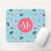 Trendy Tropical Flamingo & Watermelon Pattern Muismat (Met muis)