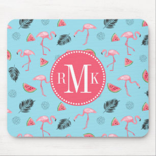 Trendy Tropical Flamingo & Watermelon Pattern Muismat