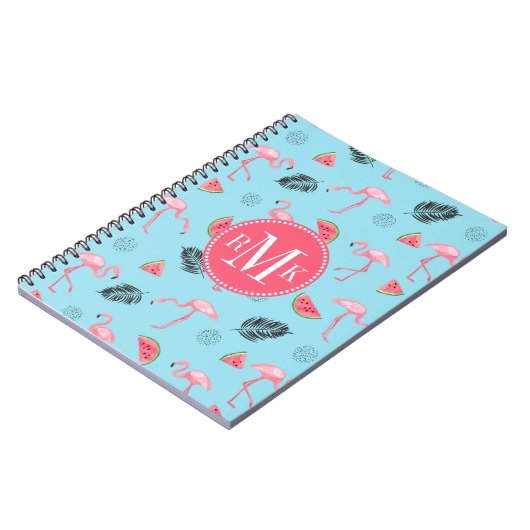 Trendy Tropical Flamingo & Watermelon Pattern Notitieboek (Linkerzijde)