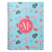 Trendy Tropical Flamingo & Watermelon Pattern Notitieboek (Voorkant)