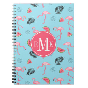 Trendy Tropical Flamingo & Watermelon Pattern Notitieboek