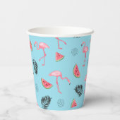 Trendy Tropical Flamingo & Watermelon Pattern Papieren Bekers (Achterkant)