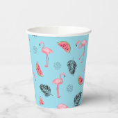 Trendy Tropical Flamingo & Watermelon Pattern Papieren Bekers (Links)