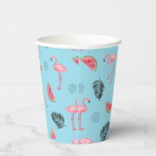 Trendy Tropical Flamingo & Watermelon Pattern Papieren Bekers (Rechts)